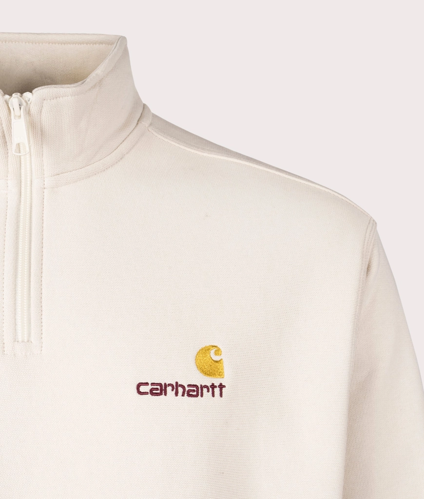 Carhartt WIP Mens Relaxed Fit Half Zip American Script Sweatshirt
